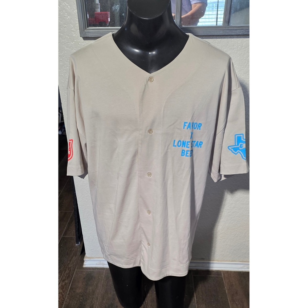 AS Colour Favor x Lone Star Beer Baseball Jersey Tan XL Mens Button Up Shirt